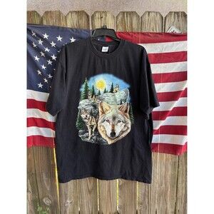 Vintage 90s wolves graphic tee with detailed artwork Tshirt Fits XXL by Murina
